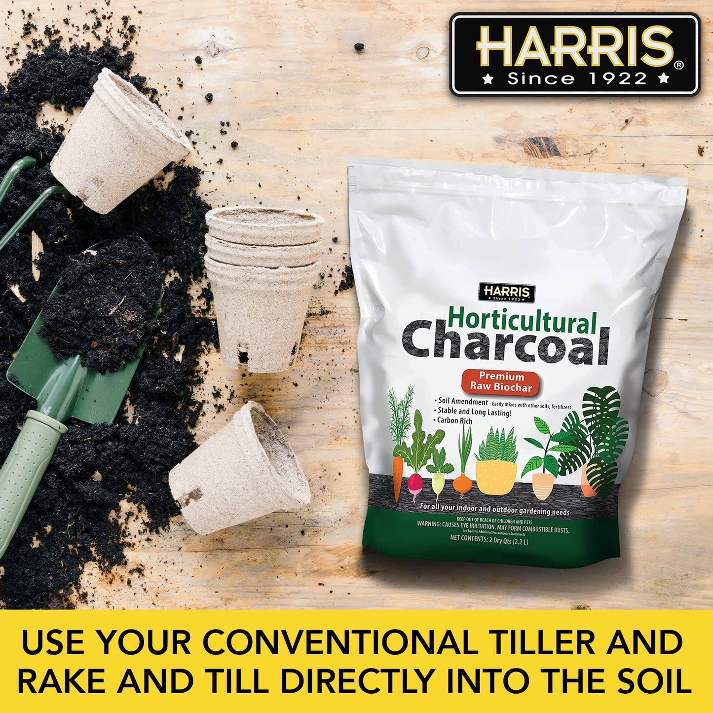 Harris Horticultural Charcoal, Premium Biochar Soil Amendment for Plants and Terrariums, 2qt - Plantonio