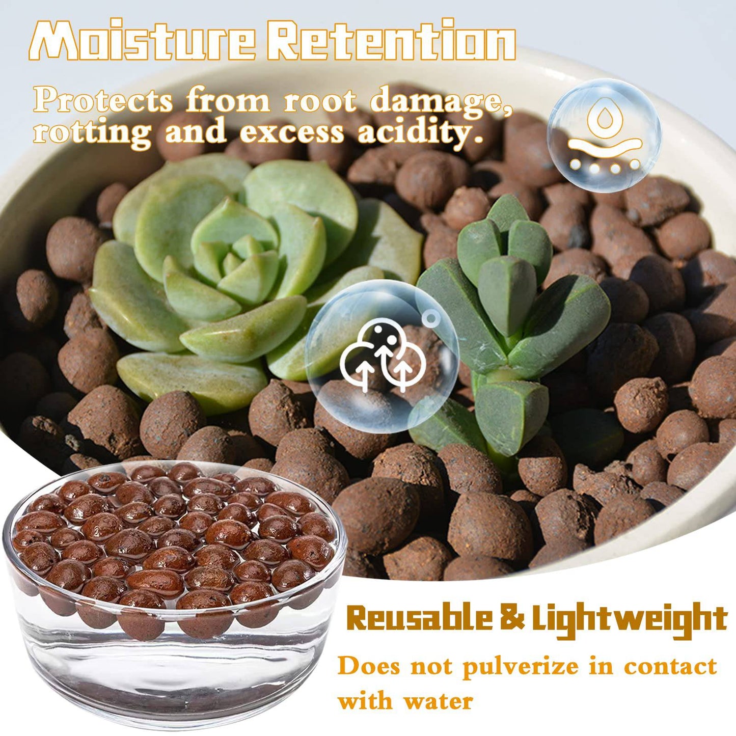 Legigo 10 LBS Organic Expanded Clay Pebbles, 4mm-16mm Lightweight Clay Leca Balls for Plants, Natural Hydroton Clay Pebbles for Hydroponic & Aquaponics Growing, Orchid Potting Mix, Drainage, Terrarium - Plantonio