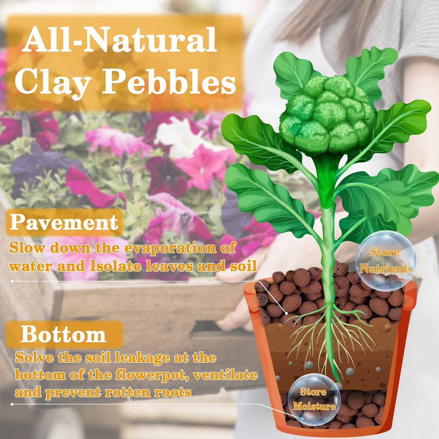Legigo 10 LBS Organic Expanded Clay Pebbles, 4mm-16mm Lightweight Clay Leca Balls for Plants, Natural Hydroton Clay Pebbles for Hydroponic & Aquaponics Growing, Orchid Potting Mix, Drainage, Terrarium - Plantonio