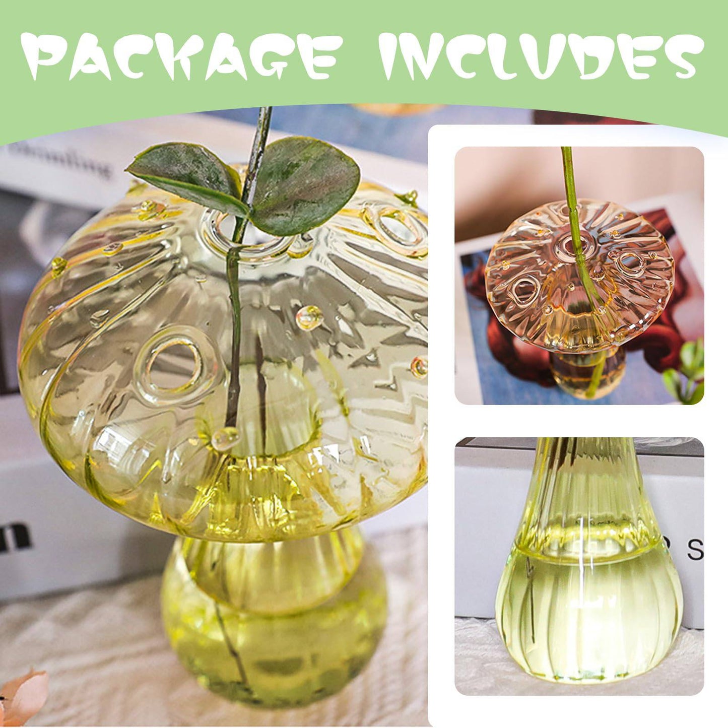 Mushroom Glass Planter,Mushroom Plant Propagation Station,Set of 5 Colored Plant Propagation Station, Unique Vase for Plants Hydroponic Glass Gifts for Women Room Decor - Plantonio