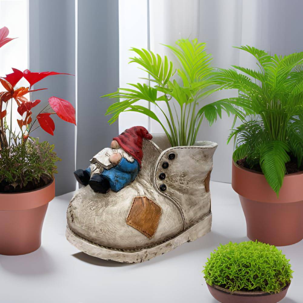 wsmart Cute Planter Pot Suitable for Indoor and Outdoor, Small gnome Resin Succulent Plant Flower pots, Decorative Fun Flower pots with Drainage Holes, Ideal Home and Garden Decoration Gifts - Plantonio