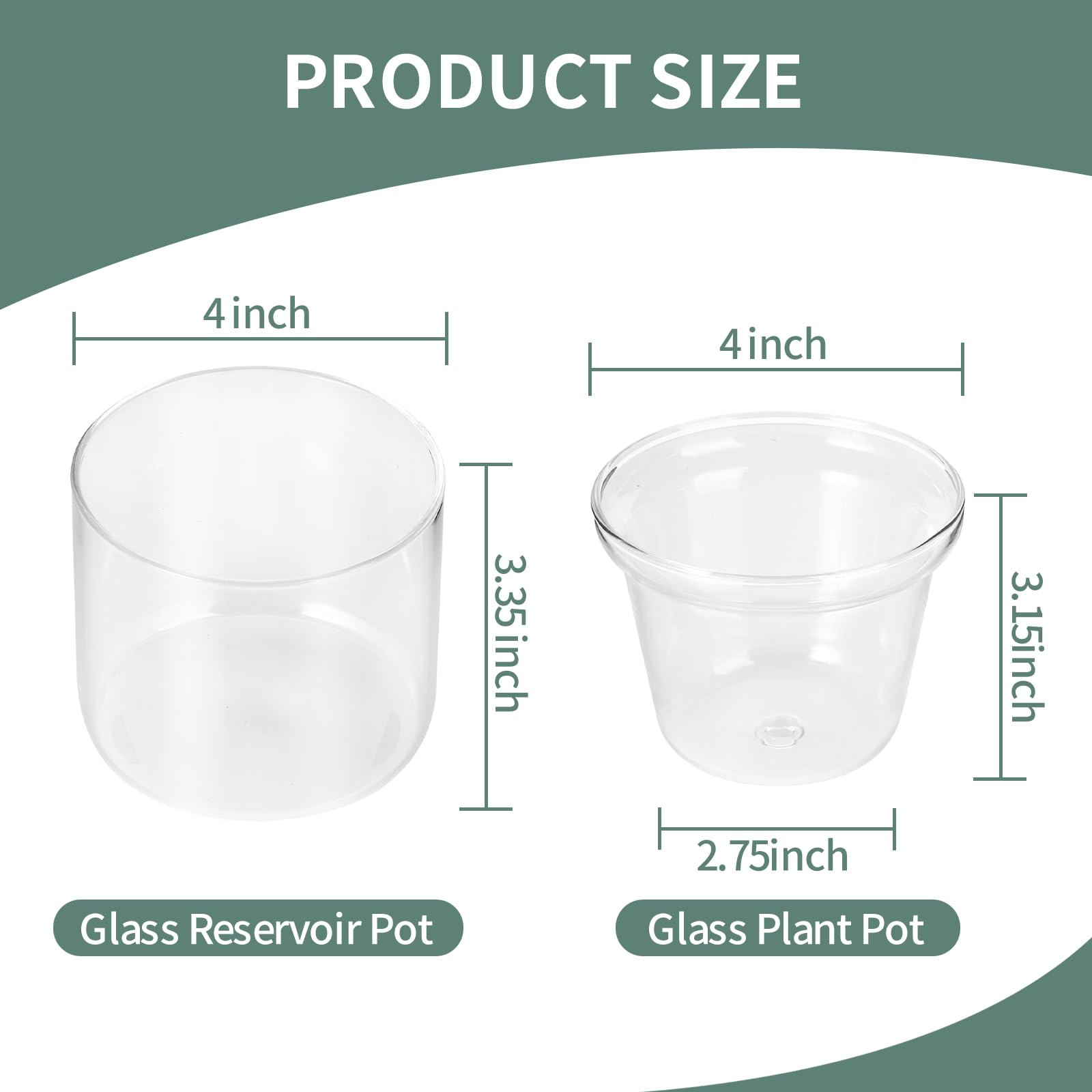 LAZUSAM 4 Inch Self Watering Pot for Indoor Plants,Small Plant Pot,African Violet Pot Self Watering,Bottom Watering Pot,Clear Glass Planter for Small Houseplants - Plantonio