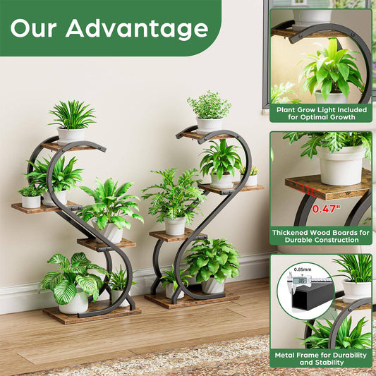 LATIBELL Plant Stand Indoor with Grow Light, 4 Tiered Metal Plant Shelf indoor, 29'' Plant Stands for Indoor Plants Multiple, Flower Stands for Indoor Plants Living Room, Patio, Balcony (2 Pack) - Plantonio