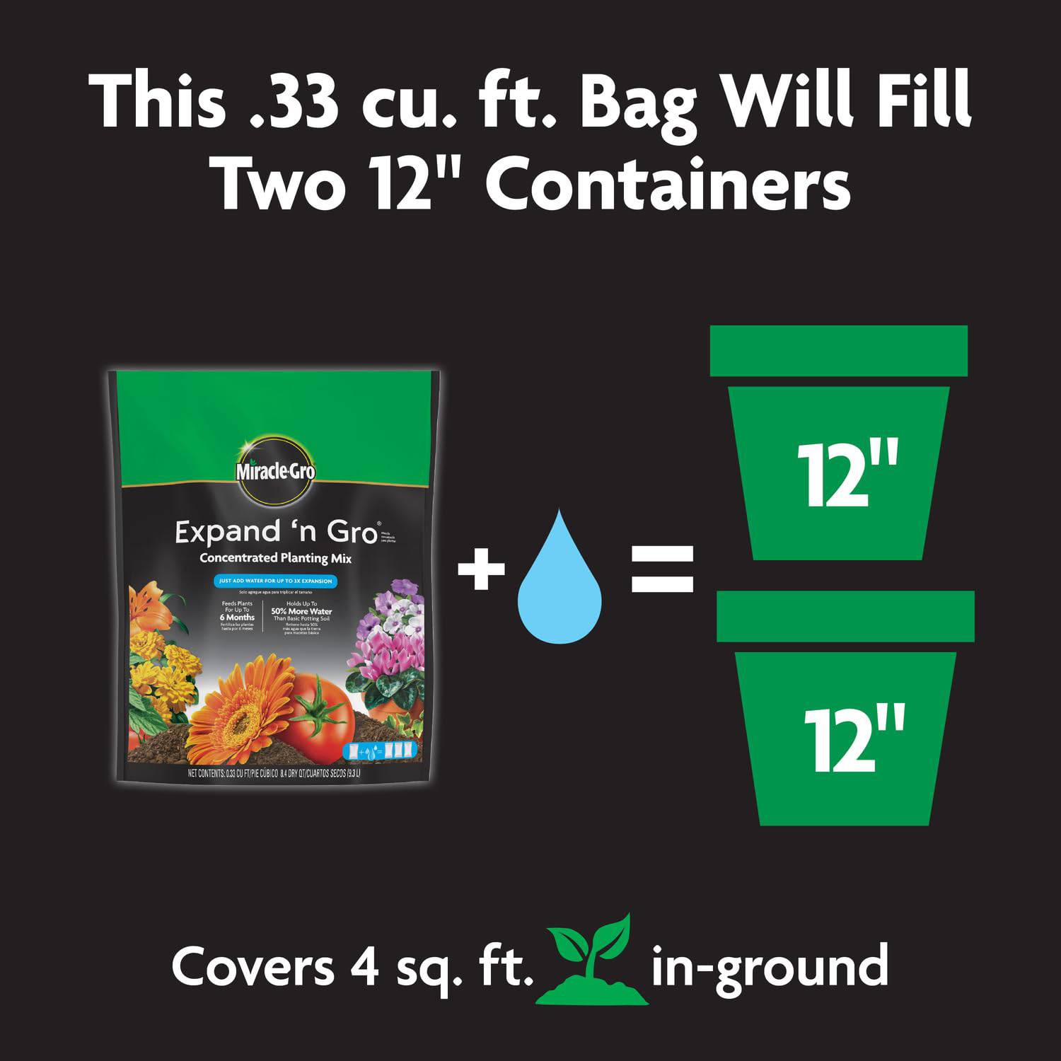 Miracle-Gro Expand 'n Gro Concentrated Planting Mix 0.33 CF - Plantonio