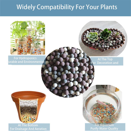 Natural Organic Colorful Leca Balls 5LBS for Plants, 8mm-10mm Ceramsite Clay Pebbles Indoor Potting Garden Soil for Orchid, Succulents, Hydroponics, Decoration, Drainage (5LBS, Primary Color, 1) - Plantonio